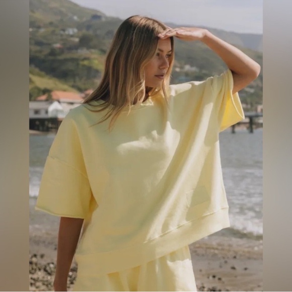 Daily Drills Cropped Sleeve Crew & Super Shorts Set - Lemonade